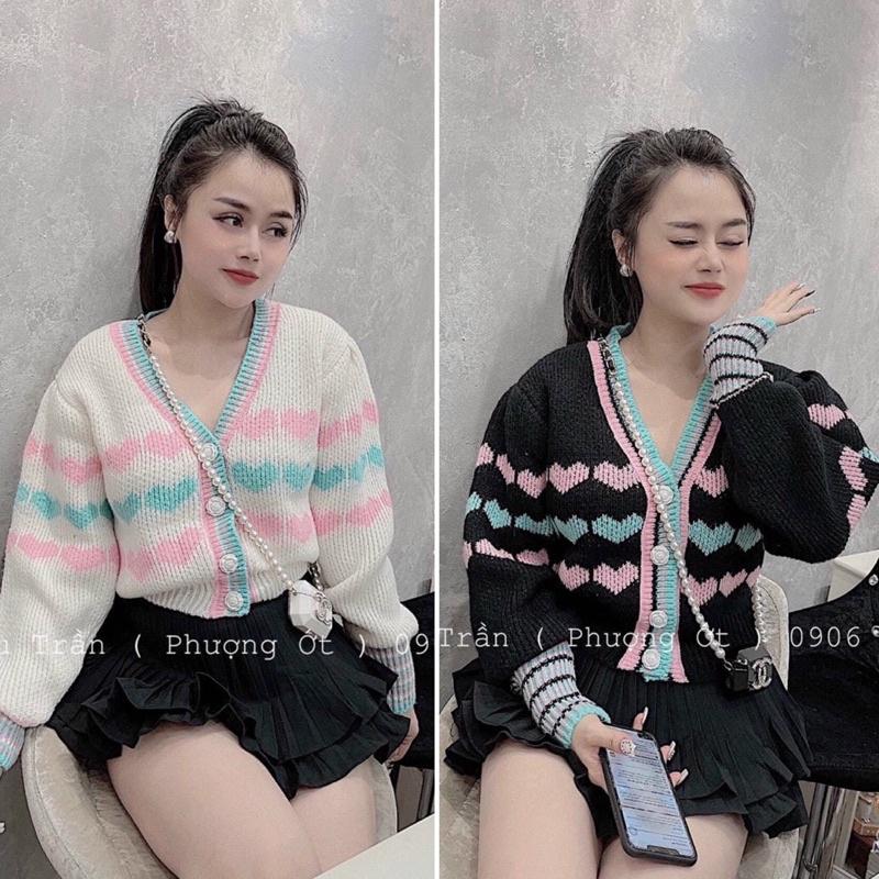 Áo cardigan áo len tim cổ V style Hàn Quốc