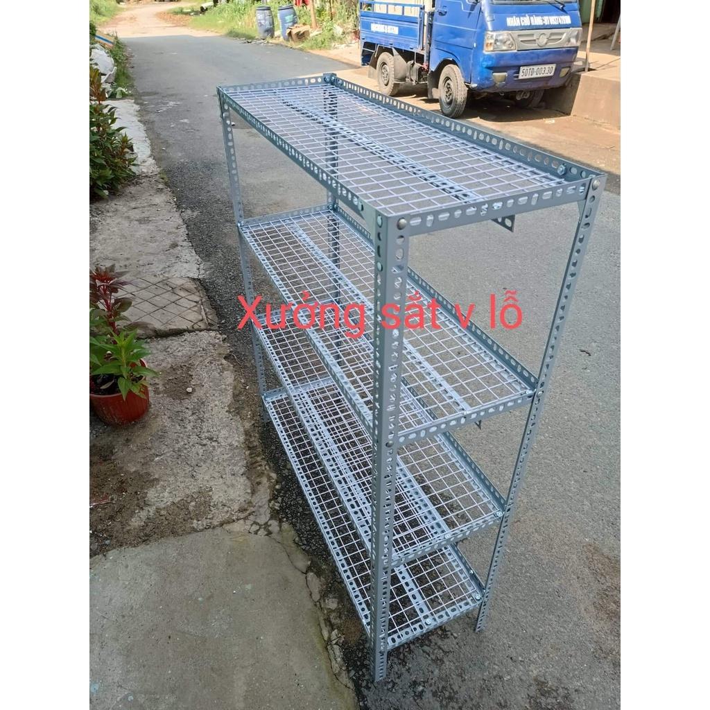 Kệ sắt v lỗ ( vỉ lưới sắt ô vuông) Rộng 40cm x Dài 1,2M ( Cao từ 60cm đến 1,5M) Nhiều tầng kệ