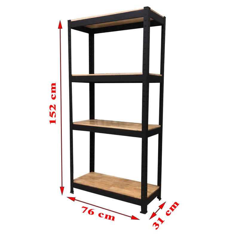 Kệ 4 tầng ván gỗ màu đen 76cm