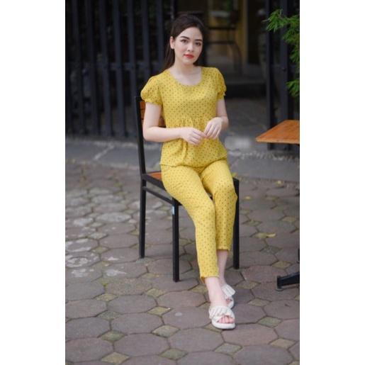 Đồ bộ mặc nhà, đồ bộ sau sinh đồ ngủ cổ nhọn 5 màu