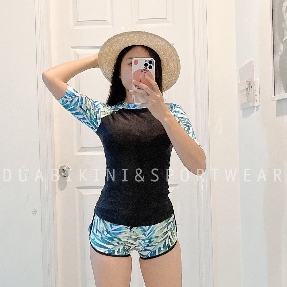 Đồ bơi bikini hai mảnh tay lỡ kín đáo đi bơi