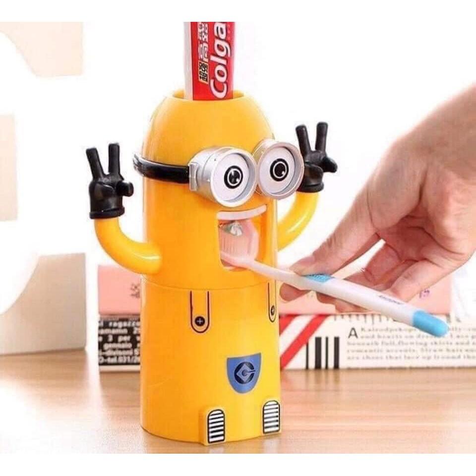 Bộ dụng cụ lấy kem đánh răng tự động kèm giá đỡ bàn chải hình minion