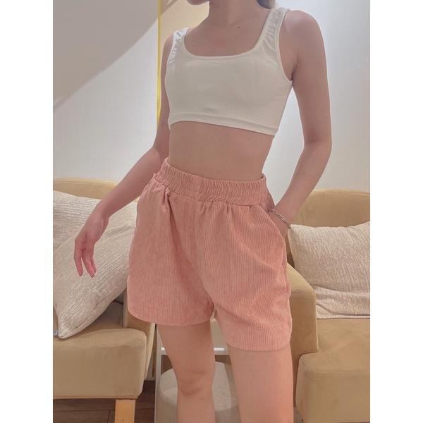Quần short nhung tăm form rộng style cute phomai que