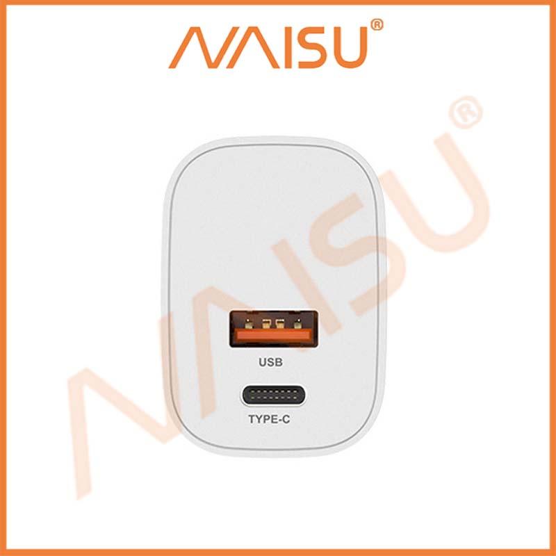 Sạc nhanh NAISU 18WA + C sạc nhanh đầy đủ giao thức 3C Bộ chuyển đổi được chứng nhận PD + QC3.0 sạc nhanh USB ID – 1815 - Hàng nhập khẩu