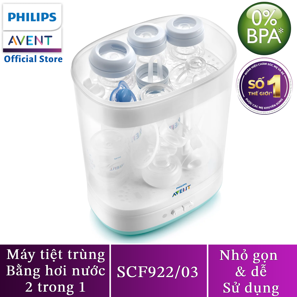 Máy tiệt trùng bình sữa núm ty 2 trong 1 Philips Avent