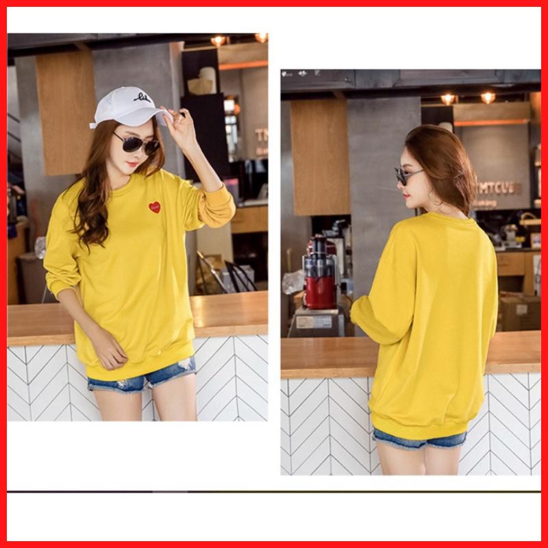 Áo Thun Sweater Nữ Vây Cá Tay Dài Bo In Logo Trái Tim Chữ LOVE Cute ATN5084 - J.A Shop