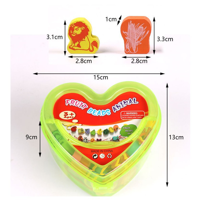 Đồ Chơi Trí Tuệ Montessori - Đồ Chơi Xâu Hạt Hình Trái Tim Cho Bé Từ 3 Tuổi 50 Hình-2 Dây