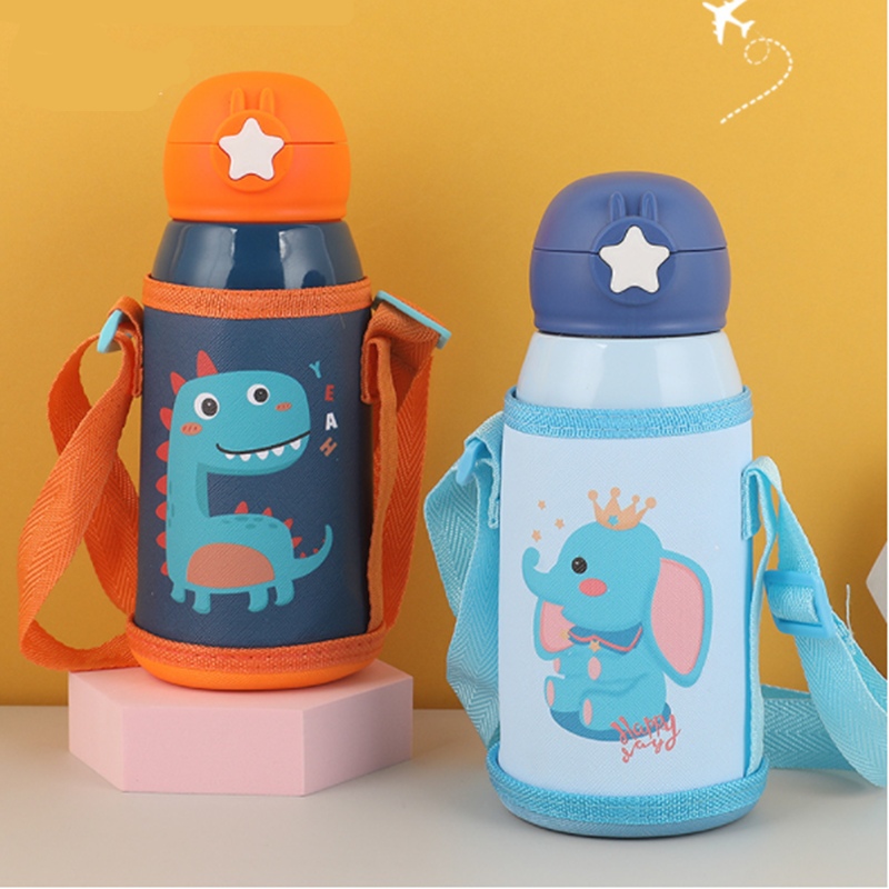 500 Ml Trẻ Em Inox Giữ Nhiệt Bình Nước Có Ống Hút Trẻ Em Di Động Cốc Nước Hoạt Hình Bình Nước Cho Học