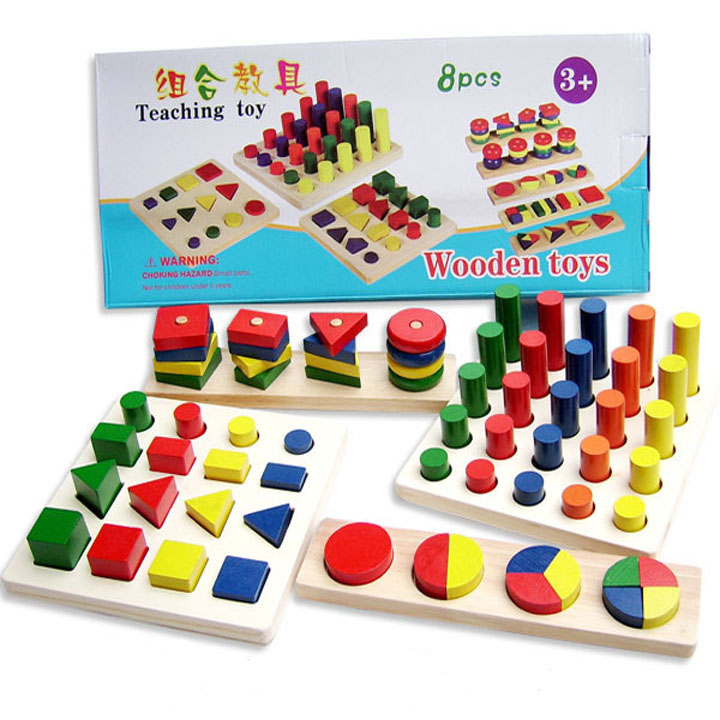 Bộ Đồ Chơi Giáo Cụ Montessori 8 Món Gỗ Cao Cấp Cho Bé - Tặng Vòng Tinh Dầu Đuổi Muỗi Cho Bé