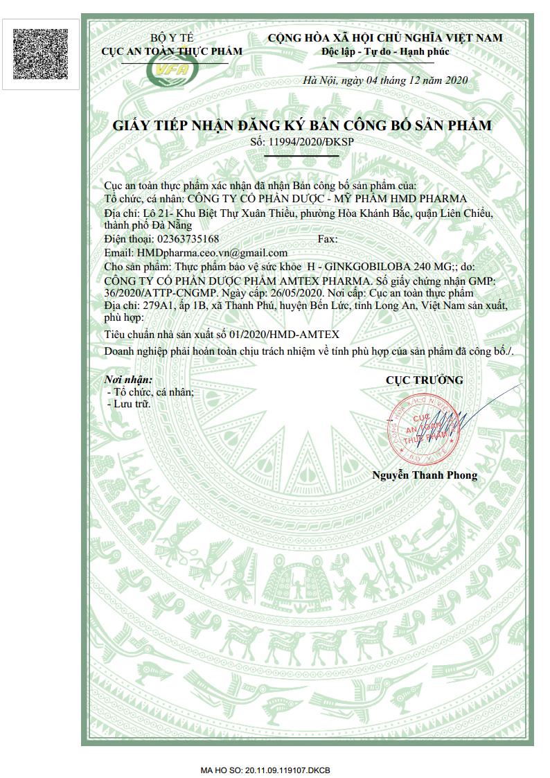 Viên uống hỗ trợ thần kinh H – Ginkgobiloba 240 MG
