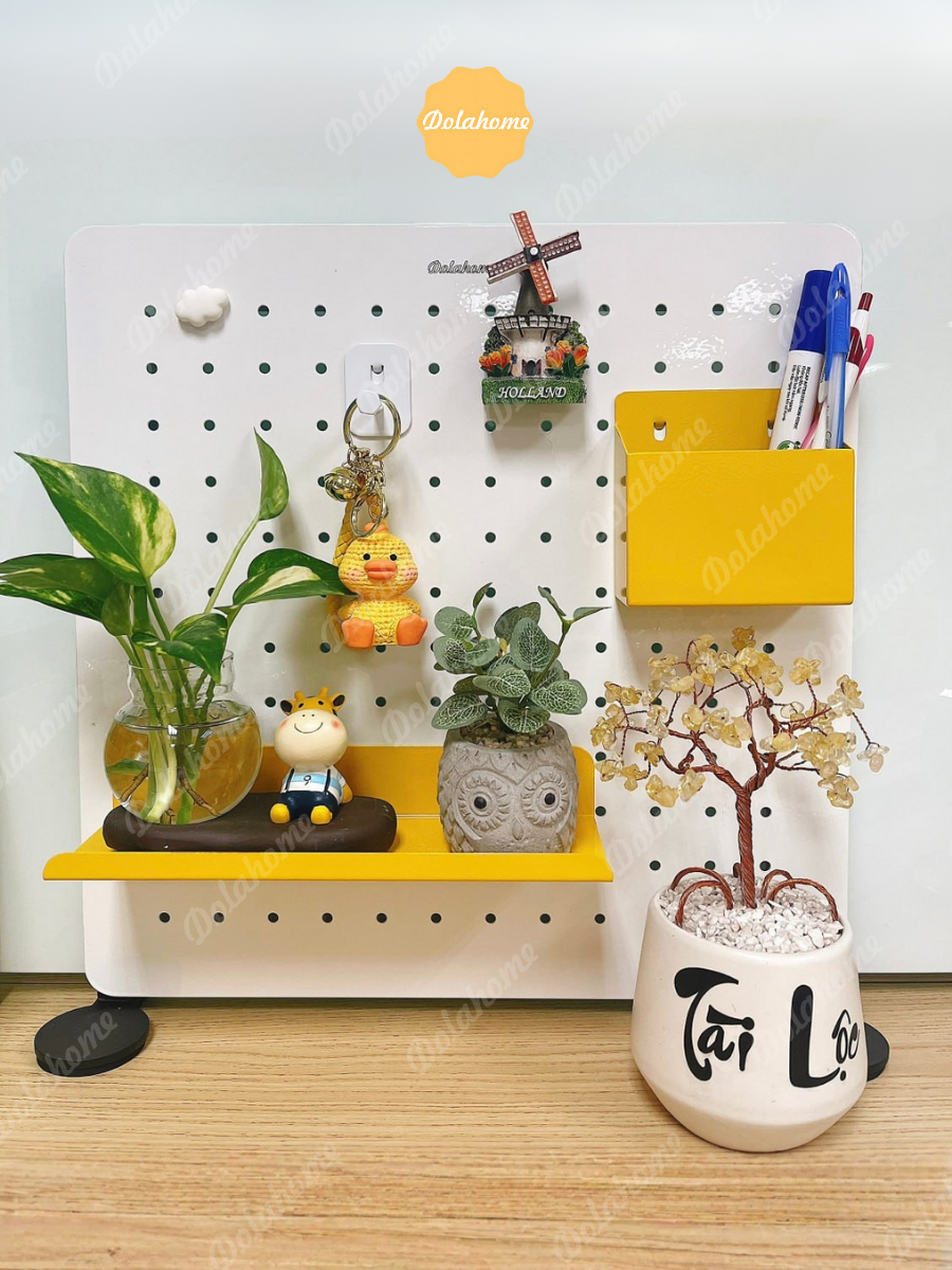 Bảng lỗ Pegboard Dola Home cao cấp dạng chân đứng để bàn để dụng cụ làm việc, tai nghe, mô hình, bàn phím, laptop