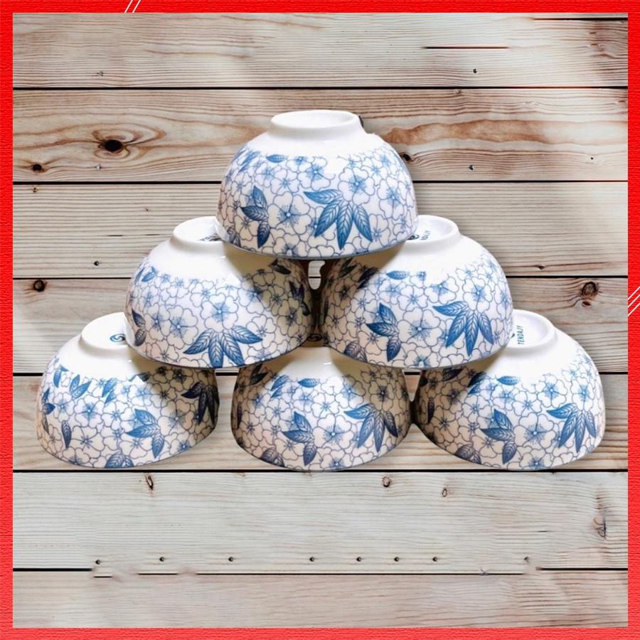 Combo 10 Bộ Chén Bát Ăn Cơm Cao Cấp In Hoạ Tiết 4D Sang Trọng Chất Liệu Gốm Sứ Phong Cách Nhật Bản Dày 11,5 MM