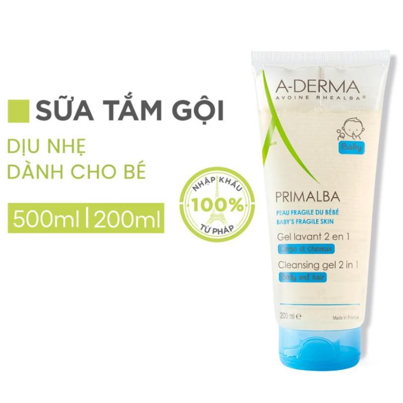 Sữa tắm gội toàn thân A-Derma Primalba Gentle Cleansing Gel baby 200ml