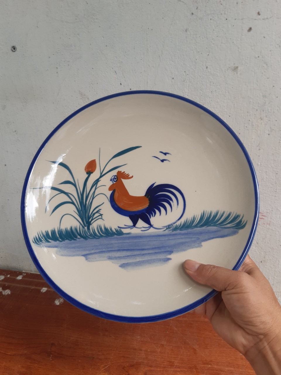 Đĩa con gà vẽ tay loại lớn 30 cm