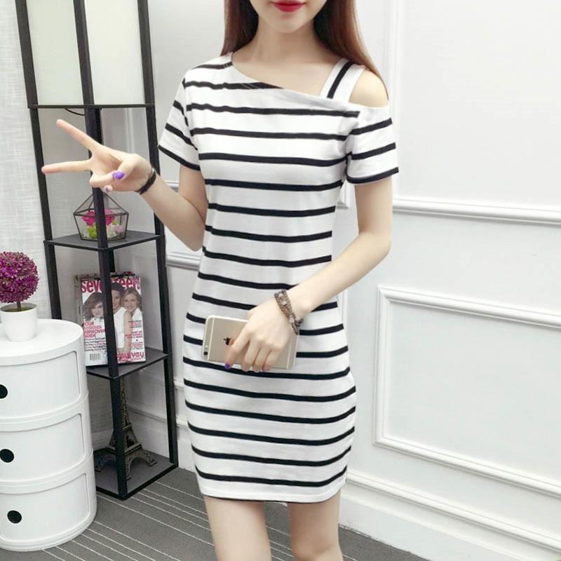 Đầm suông sọc ngắn tay