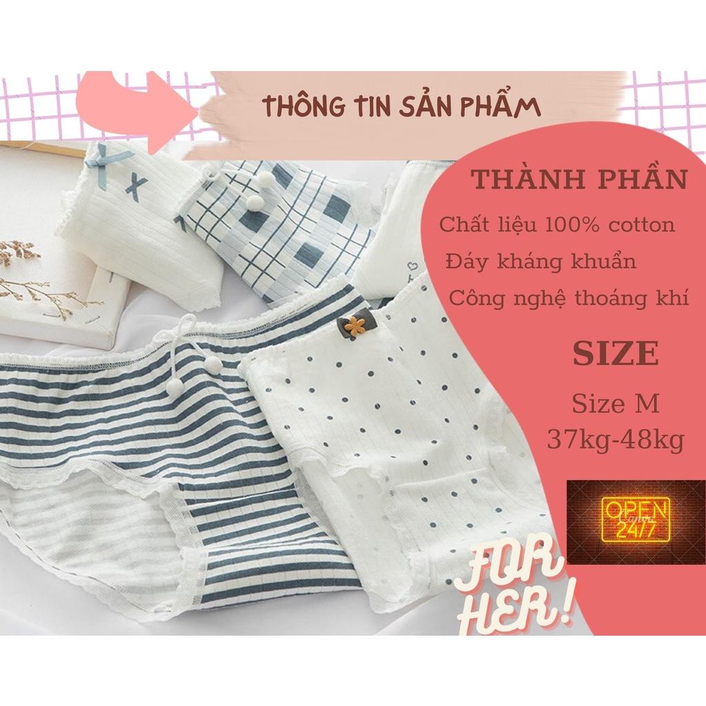 Quần lót cotton nữ mẫu kẻ xanh mint