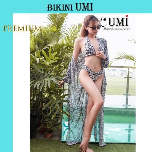 BIKINI 2 MẢNH HỌA TIẾT DA BEO TRẮNG KÈM ÁO CHOÀNG BIKINI UMI