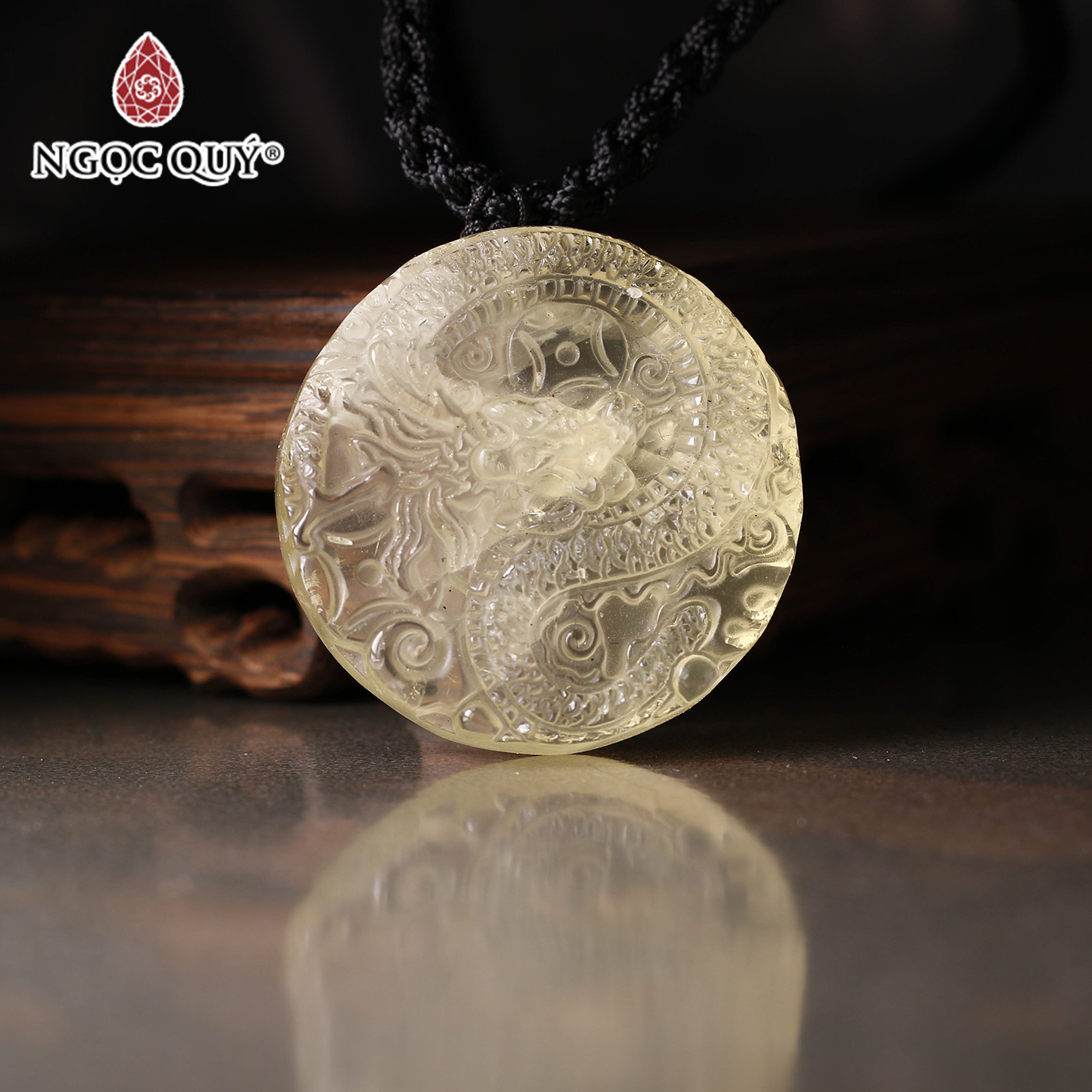 Mặt dây chuyền rồng thạch anh vàng mệnh thủy kim - Ngọc Quý Gemstones
