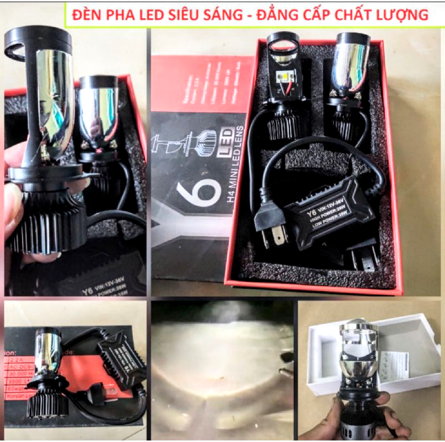 1 ĐÈN PHA Y6 BI CẦU XE MÁY XE HƠI ÔTÔ 60W SIÊU SÁNG HÀNG CHUẨN