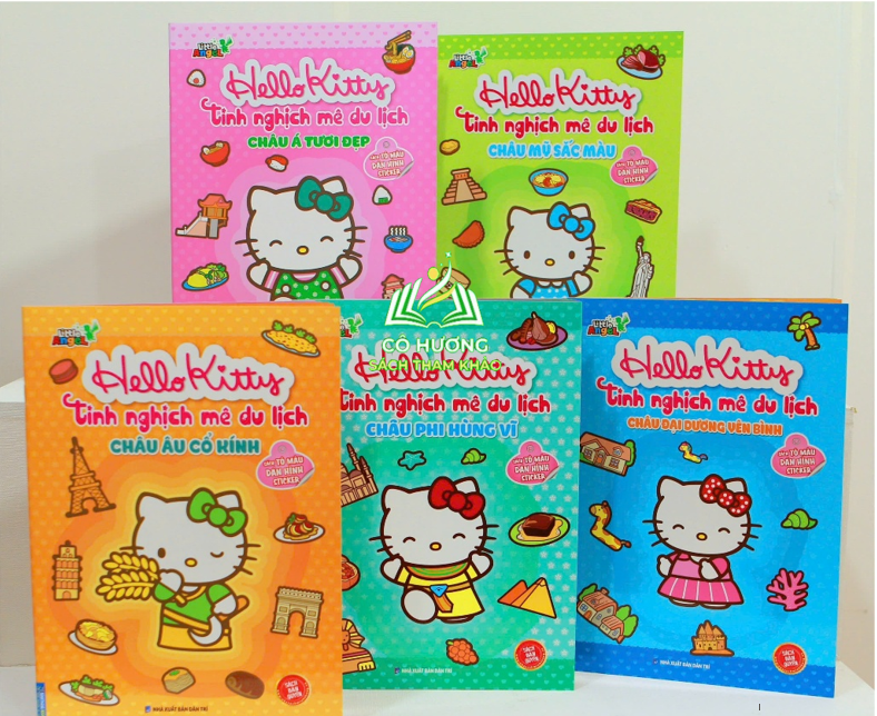 Sách - COMBO 5C Hello Kitty tinh nghịch mê du lịch (tô màu và dán hình STICKER)