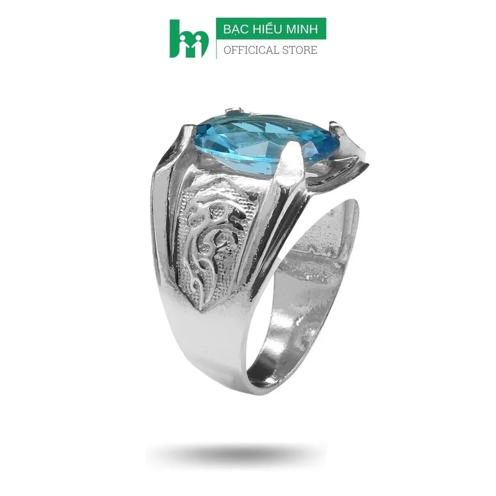 Nhẫn Nam Bạc Hiểu Minh NA362 - Đá Xanh - Bảo Hành Vĩnh Viễn