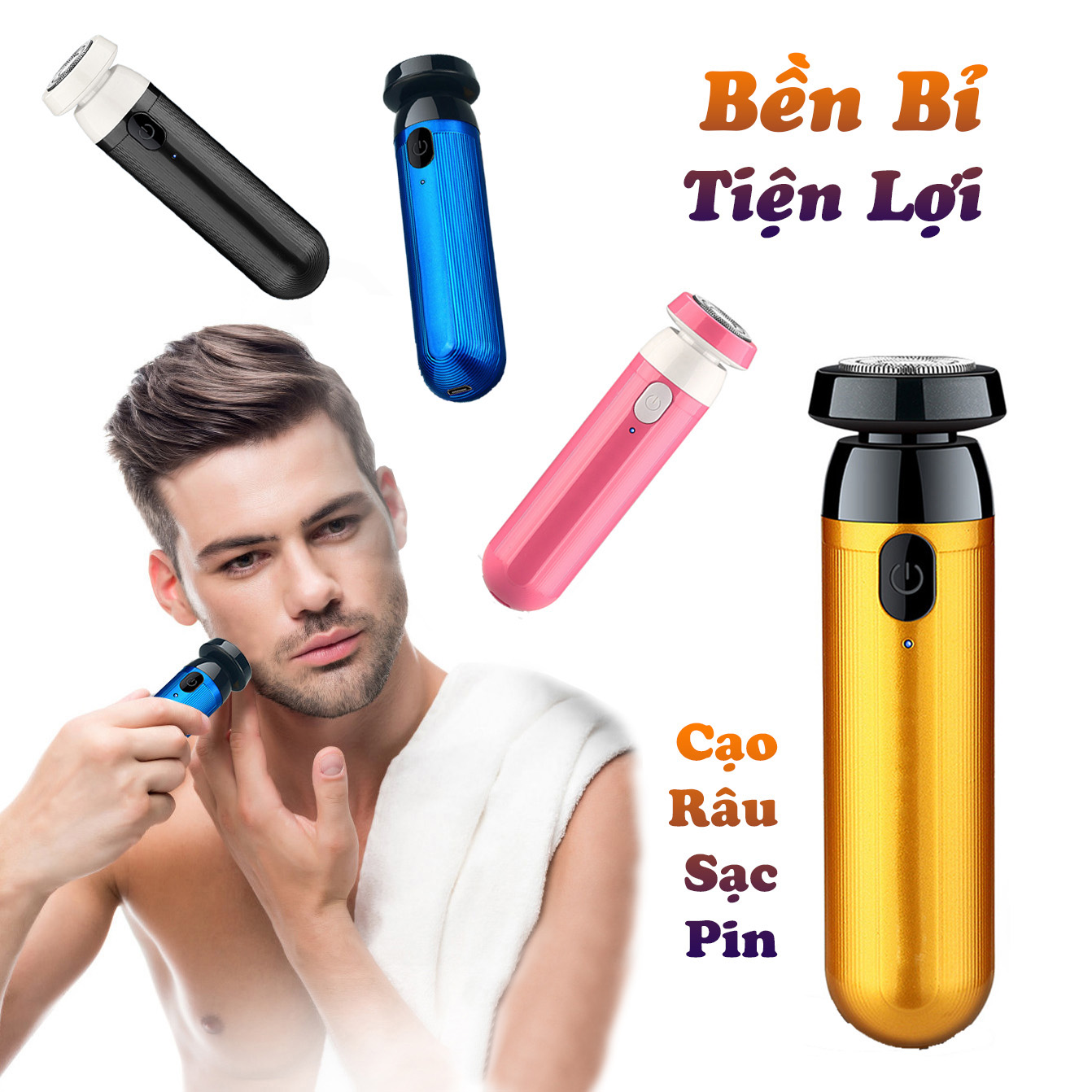 Dao cạo râu điện, Máy cạo râu mini nam nữ sạc pin thiết kế sang trọng độc đáo