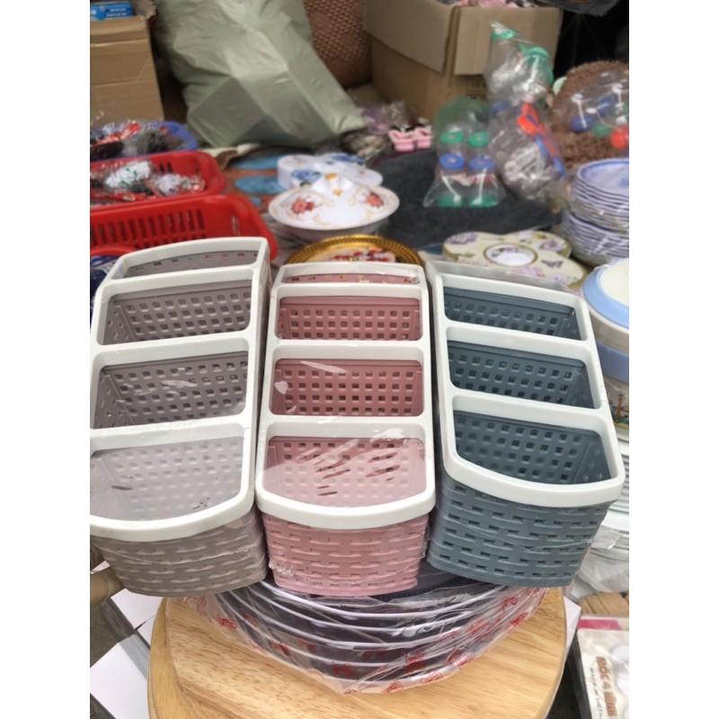 Khay nhựa tiện ích 4 ngăn, để bàn, đựng đồ, khay nhựa 4 ngăn, đựng bút, đồ dùng đa năng
