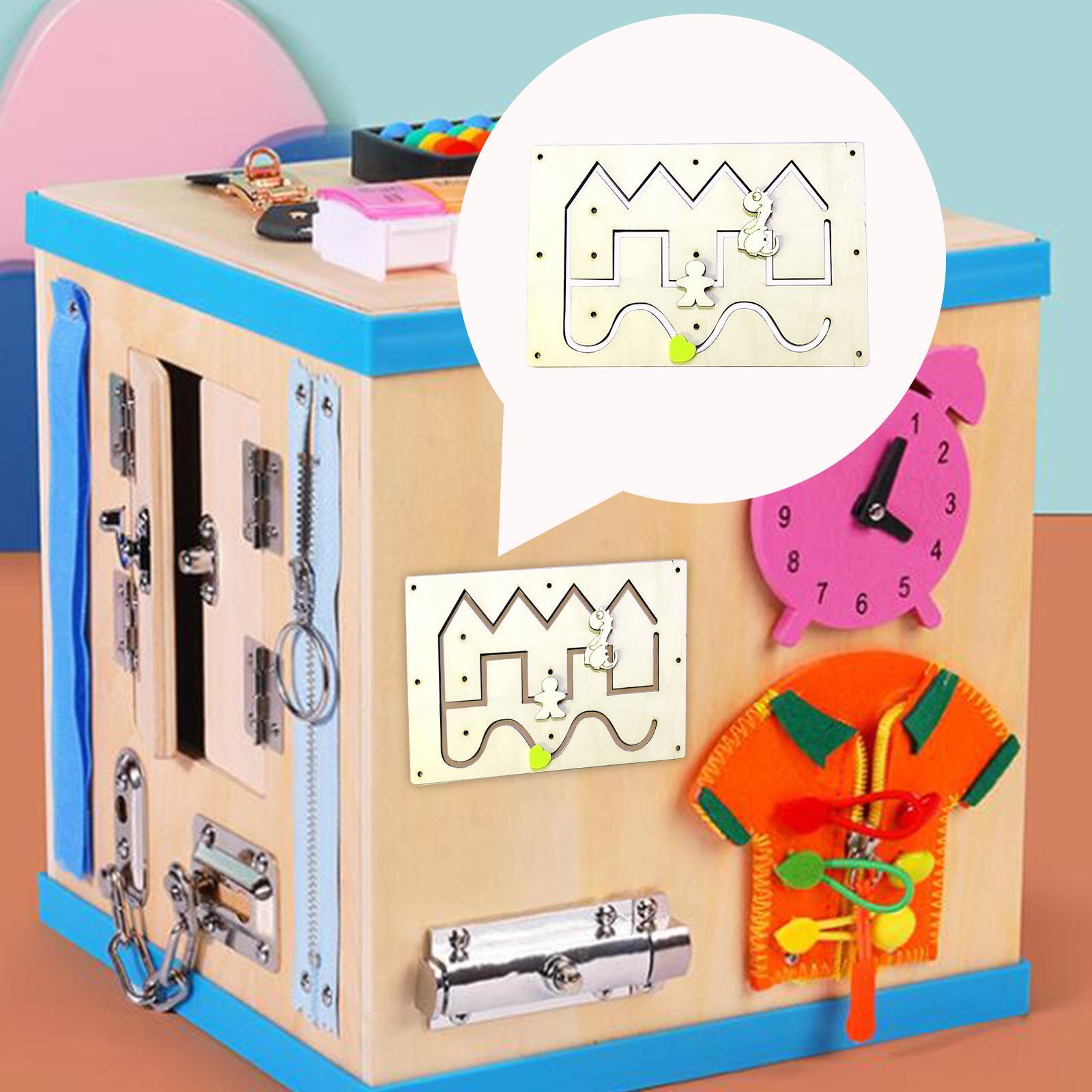 Wooden Busy Board DIY Accessories Multifunctional for Girls Preschool Boys