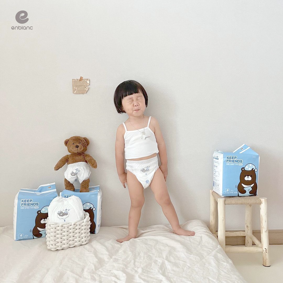 Tã Bỉm Quần Hàn Quốc ENBLANC KEEP FRIENDS Mềm Mại Khô Thoáng, Thấm Hút Nhanh Cho Bé Trai Size L (7-12kg) 26 Miếng