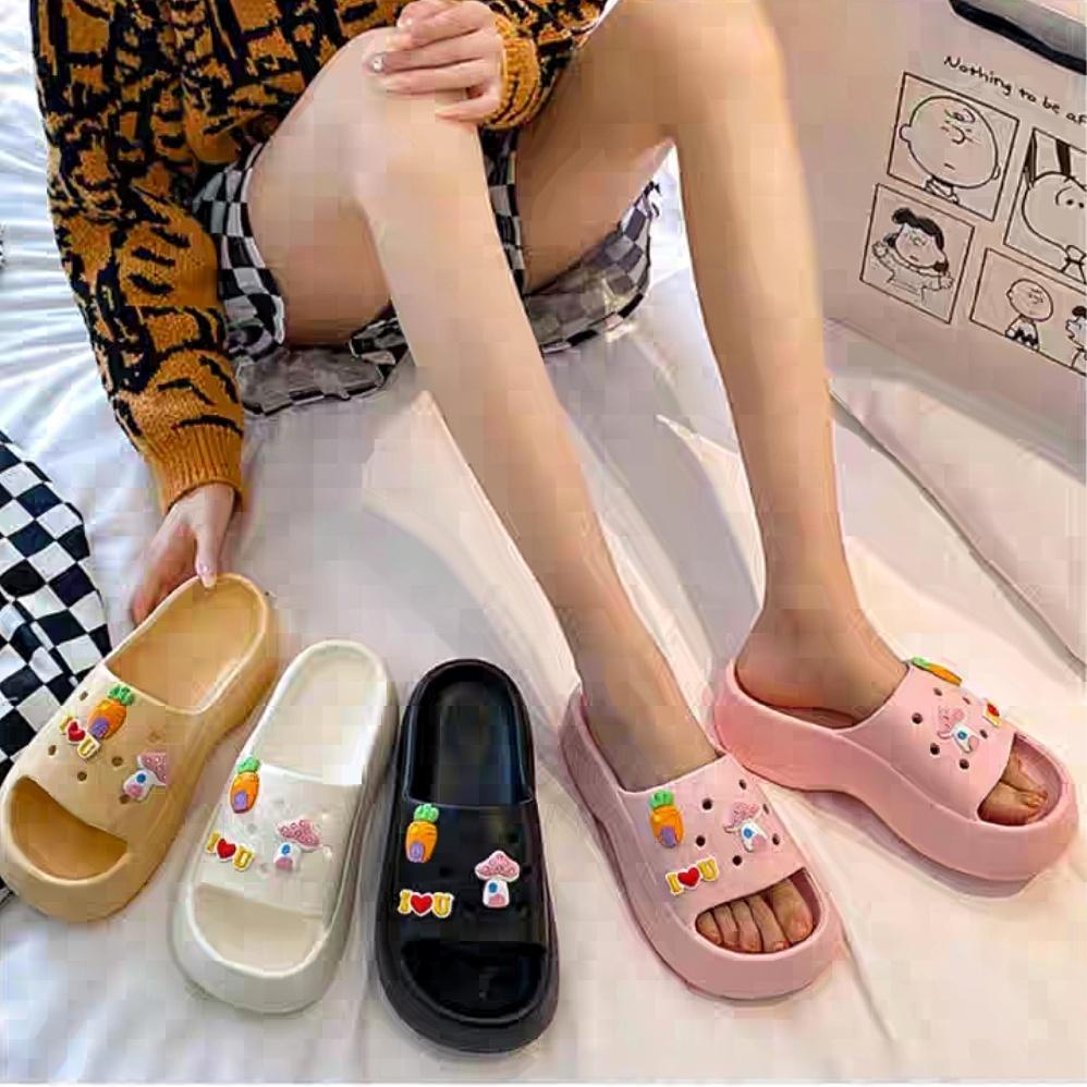 Dép bánh mì độn đế ILU kèm sticker đế 5.5cm êm chân - dép ulzzang nữ cao cấp 2022