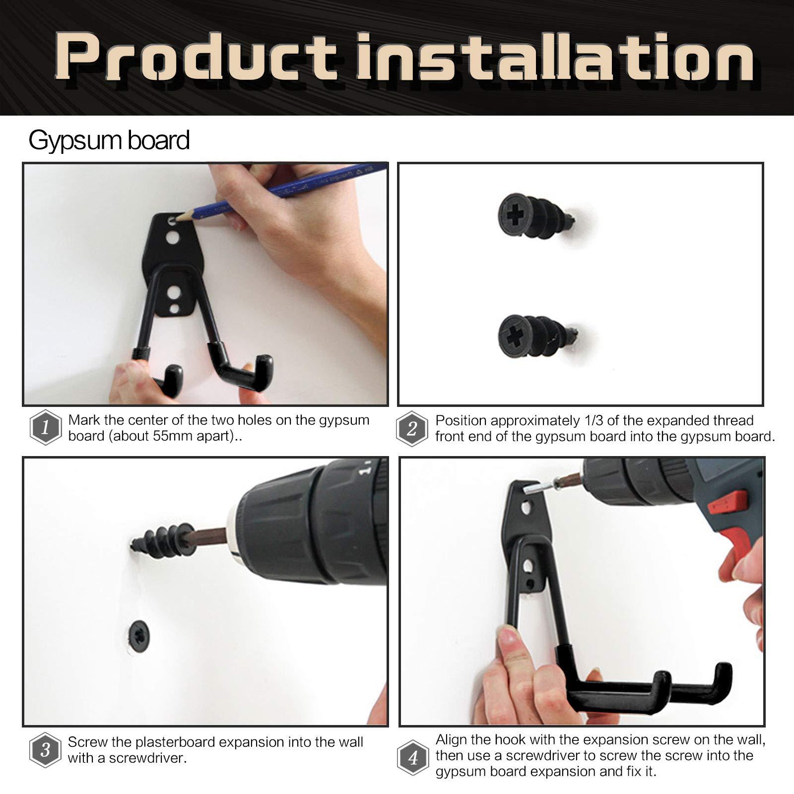 Móc lưu trữ nhà để xe bằng thép 2PCS, Công cụ lưu trữ móc nhà để xe với hỗ trợ bằng tay Hỗ trợ nặng nề để treo thang/xe đạp/dụng cụ làm vườn/dây thừng