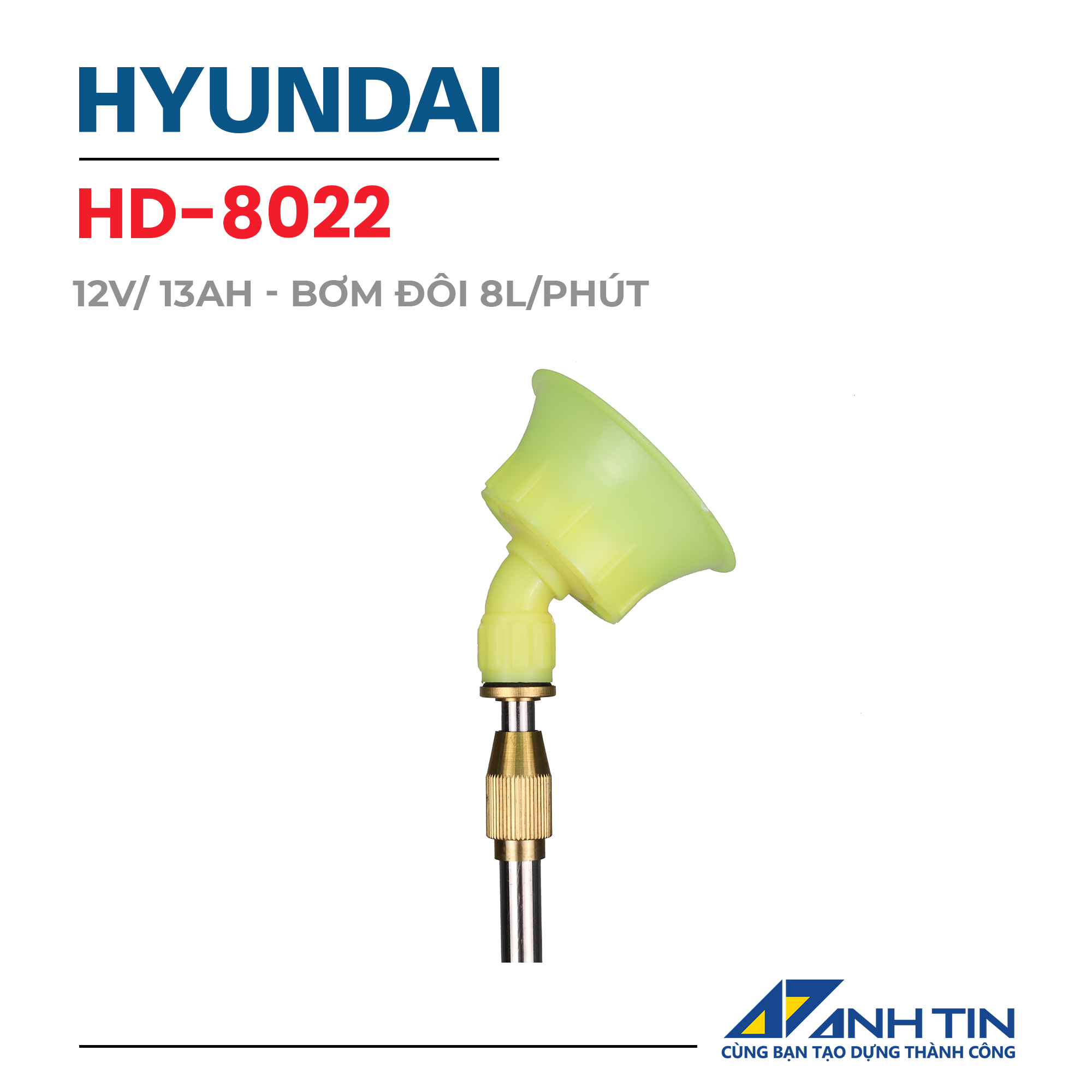 Bình xịt điện HYUNDAI HD-8022 (20L, 12AH, bơm đôi)