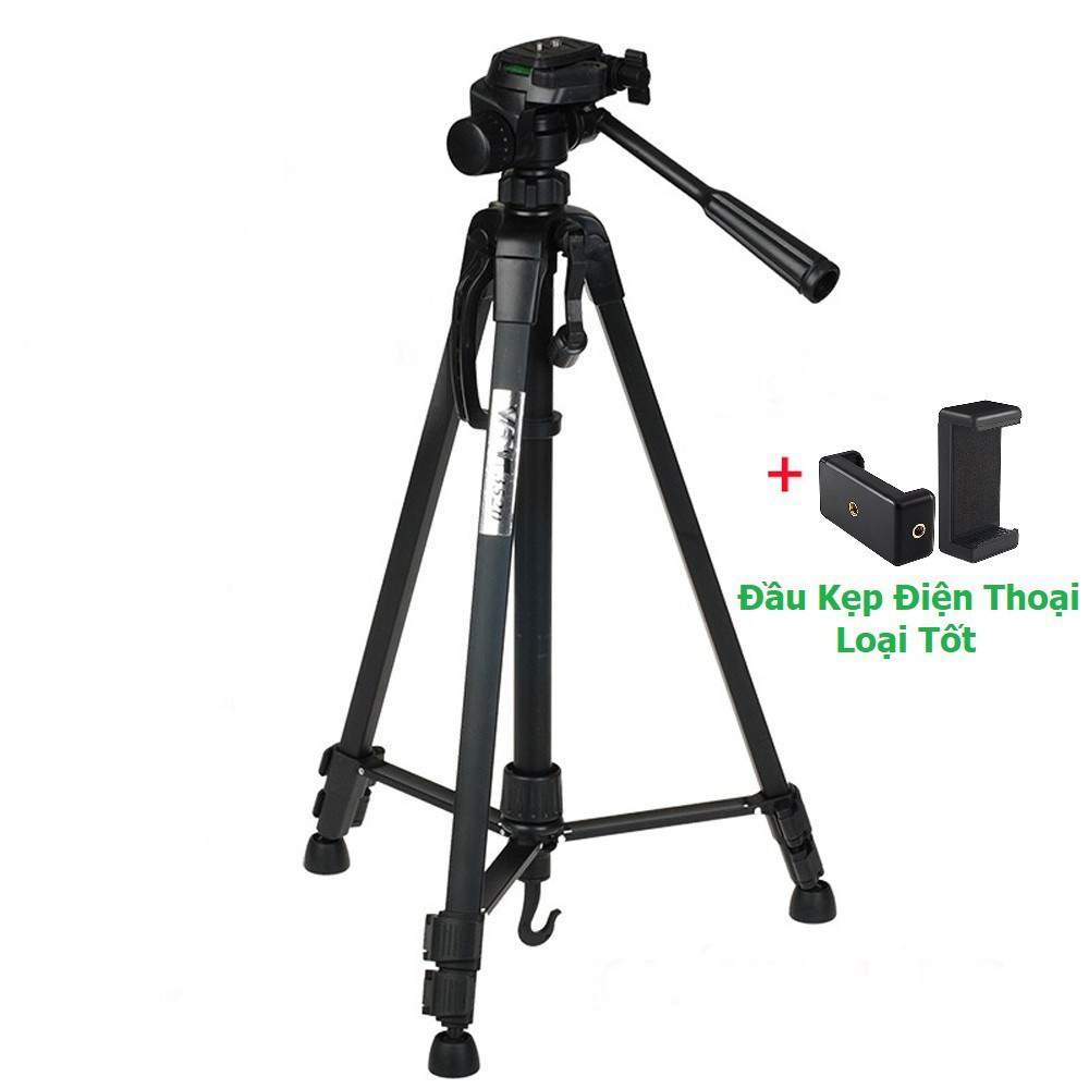 Chân máy ảnh, tripod Weifeng WT-3520, khung hợp kim cao cấp điều chỉnh được độ cao, có tay cầm cực chắc chắn tặng đầu kẹp điện thoại