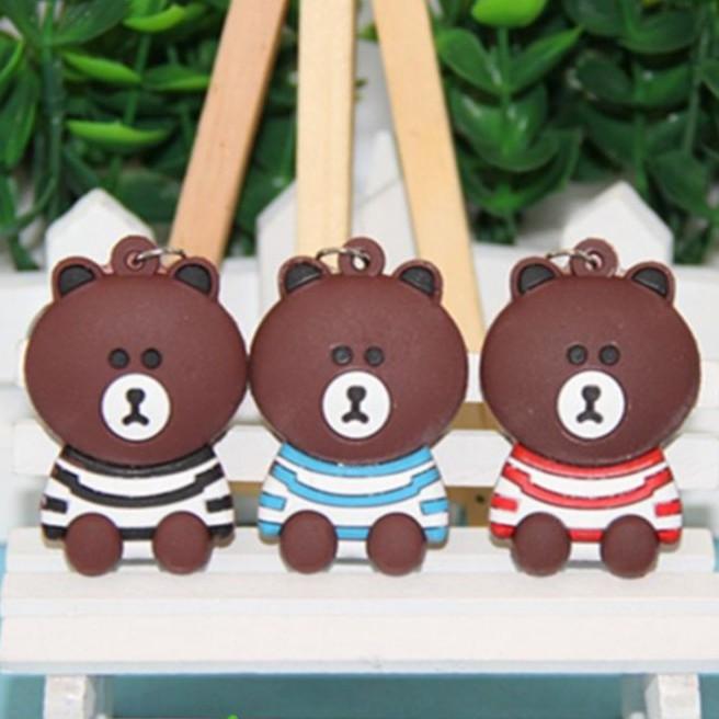 Móc khóa gấu Brown mặc áo sọc - Móc khóa thỏ Cony và gấu Brown