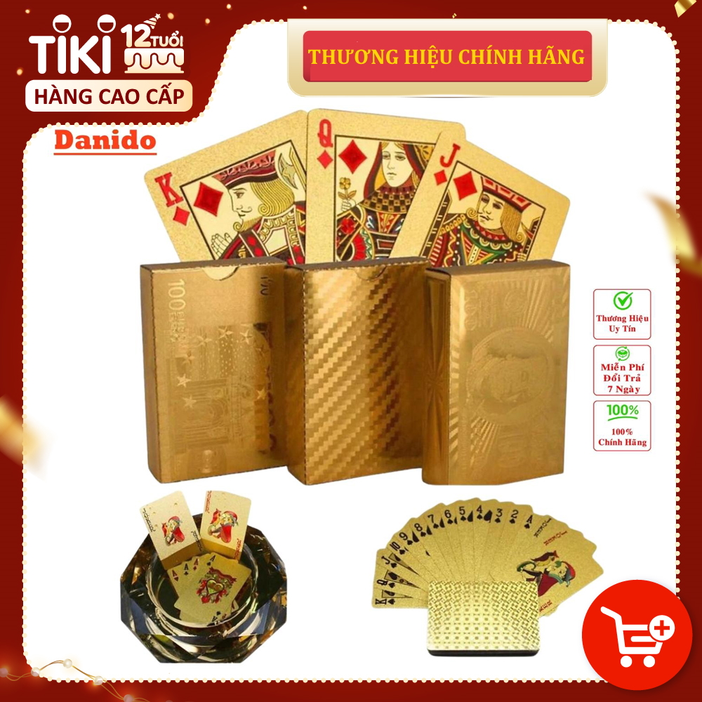 Bộ Bài Mạ Vàng 24K Cao Cấp Chất Liệu Đàn Hồi, Bộ Bài Tây Poker Mạ Vàng miDoctor