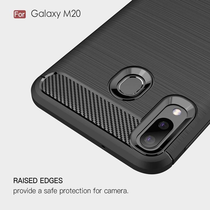 Ốp lưng cho Samsung A6 A7 A8 Plus A8 Star A9 2018 M20 carbon phay xước chống sốc chống vân tay