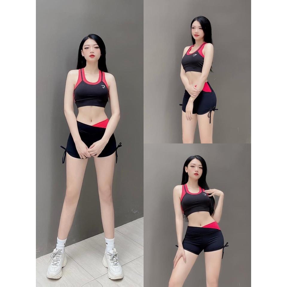 Đồ tập gym nữ bộ tập gym yoga erobic nữ áo bra quần sooc chất vải co giãn 4 chiều thấm hút tốt