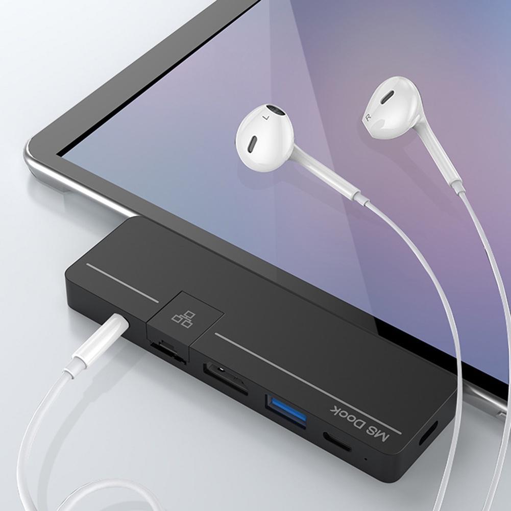 Dock Hub 7 Trong 1 Cổng USB C Hub Surface Pro 8 Pro 9 2022 Cho Microsoft Surface Pro X HDMI RJ45 Gigabit USB3.0 TF Card PD Type-C