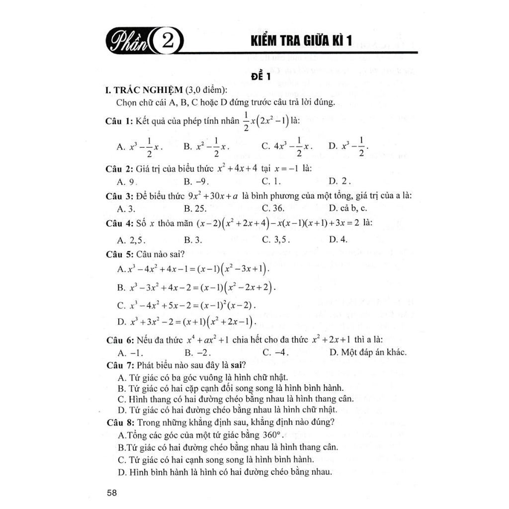 Sách - Bộ đề kiểm tra Toán 8