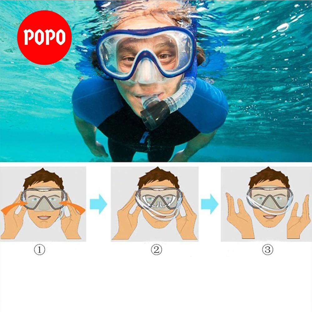 Kính lặn ống thở lặn biển POPO với mắt kiếng lặn cường lưc, cản tia UV