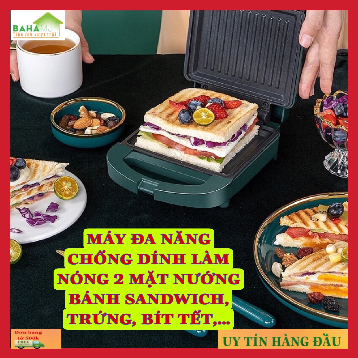 MÁY ĐA NĂNG CHỐNG DÍNH LÀM NÓNG 2 MẶT NƯỚNG BÁNH SANDWICH, TRỨNG, BÍT TẾT,… "BAHAMAR" để có bữa sáng chất lượng chỉ mất có 5 phút