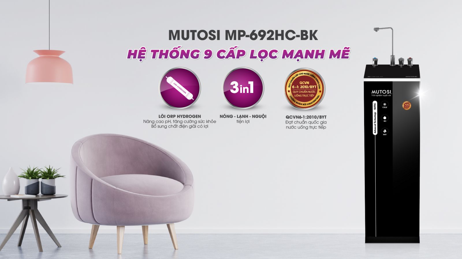 Máy lọc nước Nóng Lạnh Nguội 9 lõi MP-692HC - Công nghệ nhật bản - Hàng chính hãng