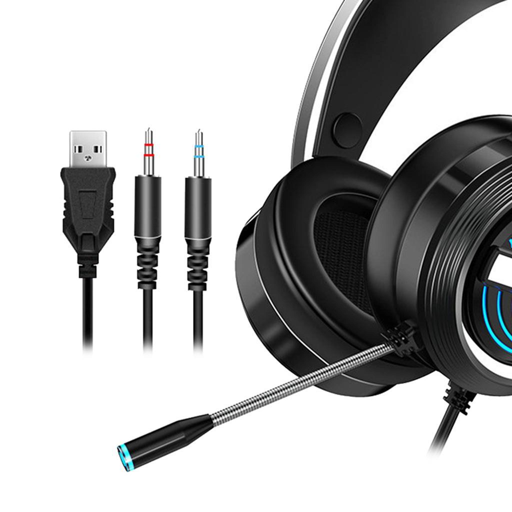 X9 USB + 3.5mm Gaming Headset with Mic 7 LED for PC Laptop black