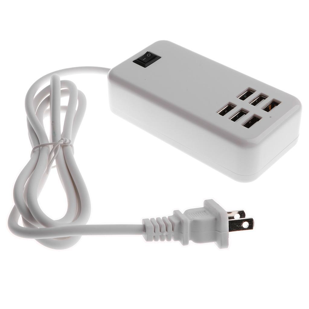 6-Port USB Desktop Charging Station Hub Wall Charger Power Adapter US White