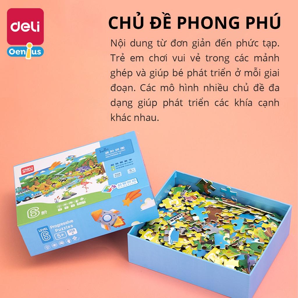 Đồ Chơi Xếp Hình Puzzle Cấp Độ Dễ Đến Khó 7 Level Deli - Chủ Đề Động vật, Khủng Long, Đại Dương - Đồ Chơi Giáo Dục Cho Bé Từ 2 Tới 6 Tuổi - 74500