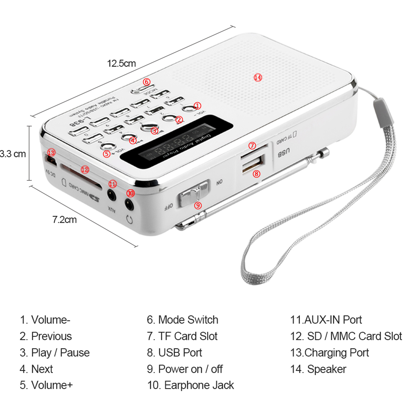 Loa Âm Thanh Nổi Kỹ Thuật Số 3W L-938 Đài FM Mini Chất Lượng Âm Thanh Trung Thực Cao Với Màn Hình 1,5 Inch