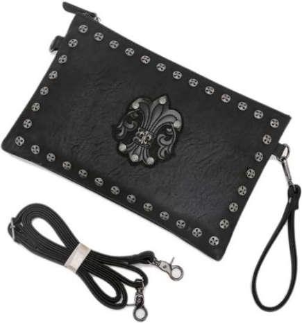 Men's Personalized Rivet Pattern Clutch PU Leather wallet - Black