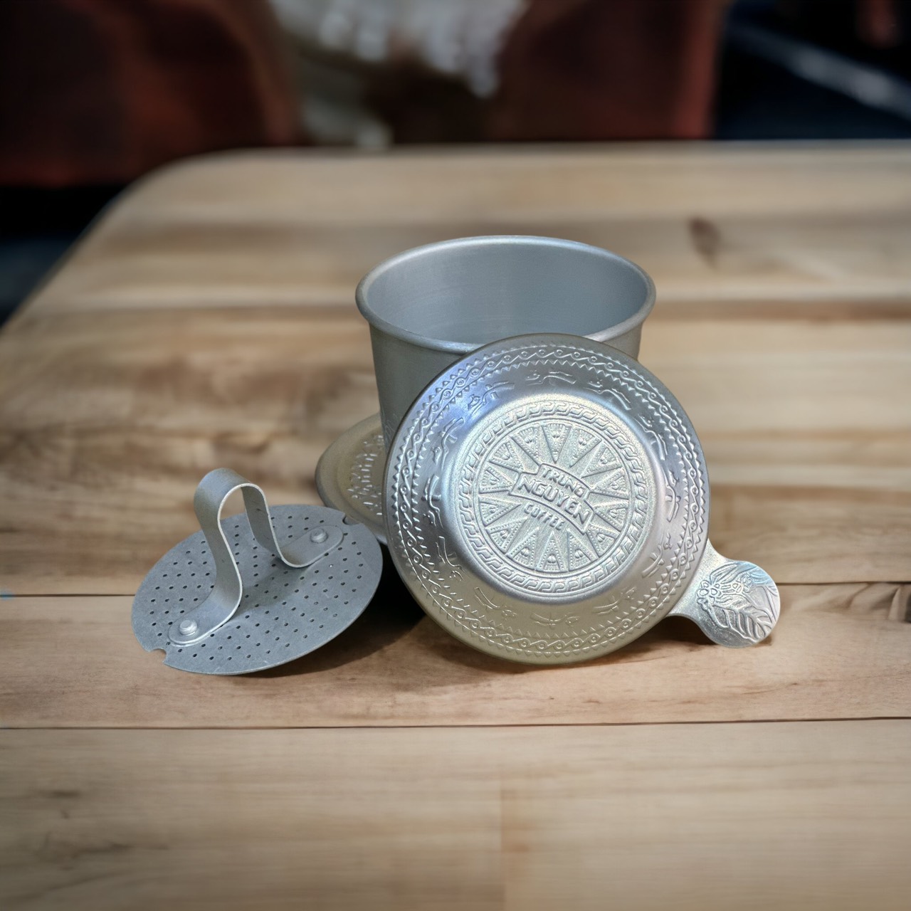 Phin pha cà phê Trung Nguyên Nhôm Hoa Văn( CÓ HỘP)