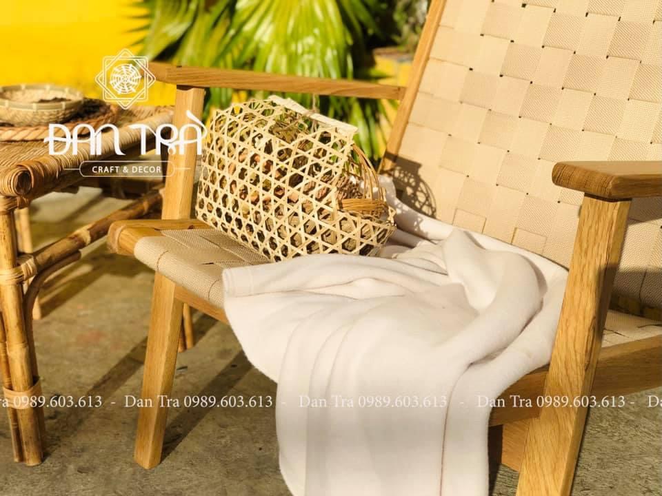 Ghế Gỗ Sồi Cao Cấp Ngoài Trời -Ghế Gỗ Sồi Decor,Thư Giãn- Nội Thất Mây Tre Đan