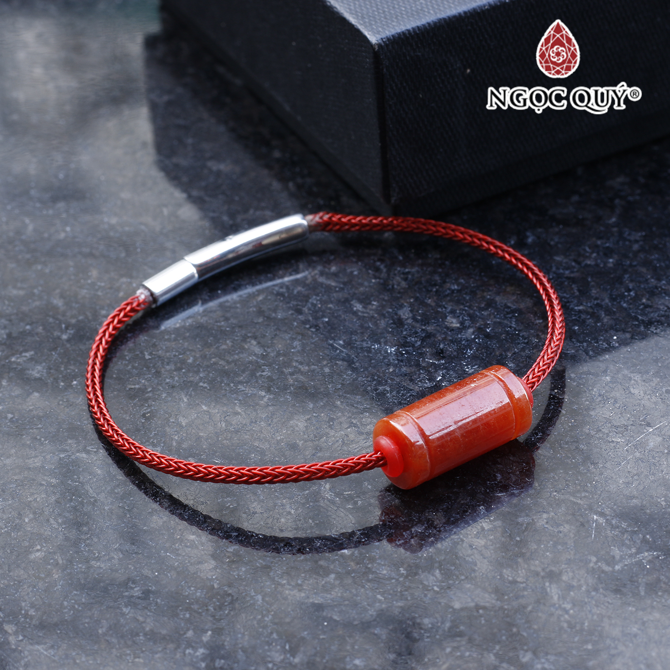 Vòng tay xỏ lu vuông đá cẩm thạch huyết mệnh hỏa , thổ - Ngọc Quý Gemstones